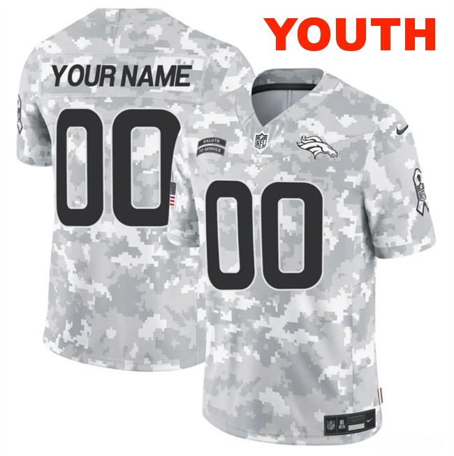 Customized Youth Nike Denver Broncos 2024 F.U.S.E Arctic Camo Salute to Service Limited Stitched Football Jersey