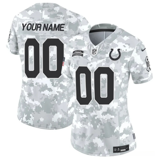 Customized Women's Nike Indianapolis Colts 2024 F.U.S.E Arctic Camo Salute to Service Limited Stitched Jersey