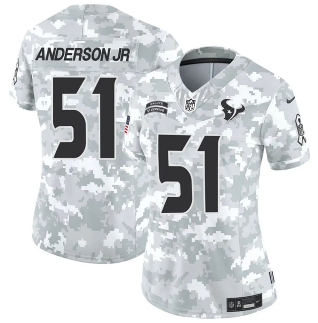 Women's Houston Texans #51 Will Anderson Jr 2024 F.U.S.E Arctic Camo Salute to Service Limited Stitched Football Jersey(Run Small)