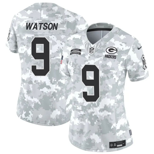 Women's Green Bay Packers #9 Christian Watson 2024 F.U.S.E Arctic Camo Salute to Service Limited Stitched Football Jersey(Run Small)