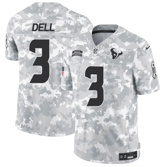 Men's Houston Texans #3 Tank Dell 2024 F.U.S.E Arctic Camo Salute to Service Limited Stitched Football Jersey