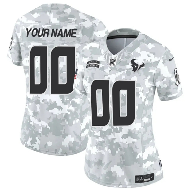 Customized Women's Houston Texans 2024 F.U.S.E Arctic Camo Salute to Service Limited Stitched Football Jersey(Run Small)