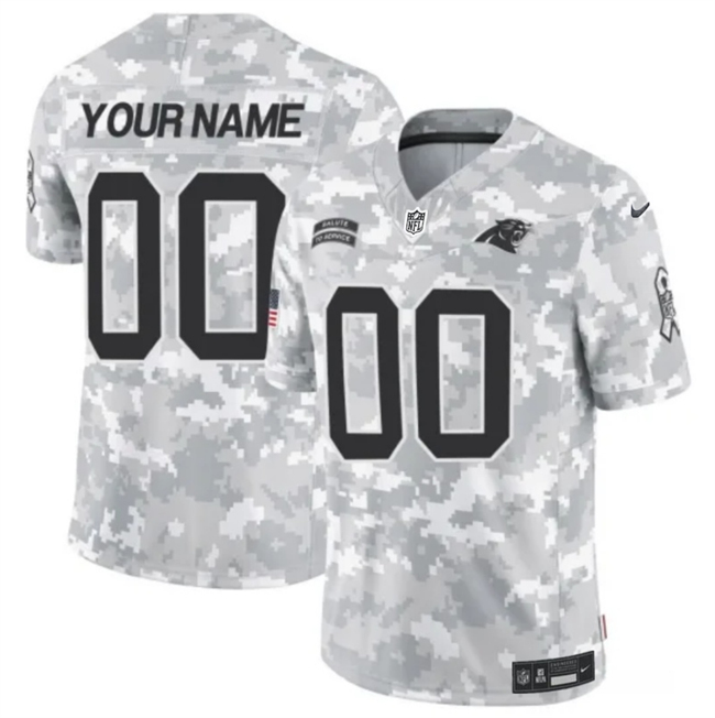 Customized Men's Carolina Panthers 2024 F.U.S.E Arctic Camo Salute to Service Limited Stitched Football Jersey