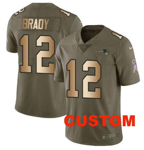 Men's New England Patriots Custom Nike 2017 Olive Salute To Service Limited Stitched NFL Jersey