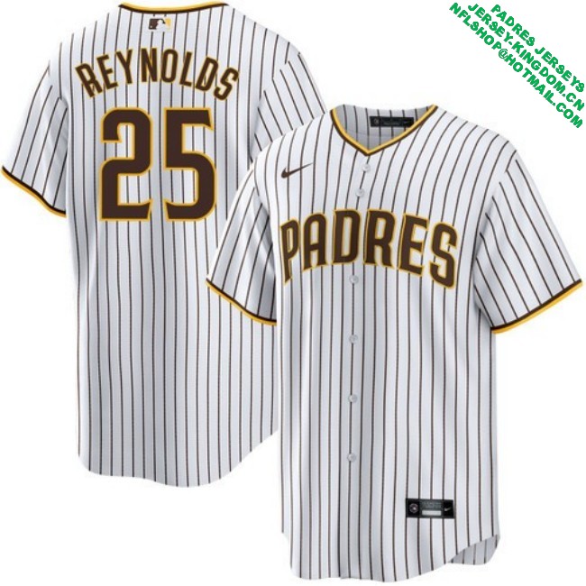 Nike Men's #25 Sean Reynolds San Diego Padres Home Stitched MLB Baseball Jersey - White