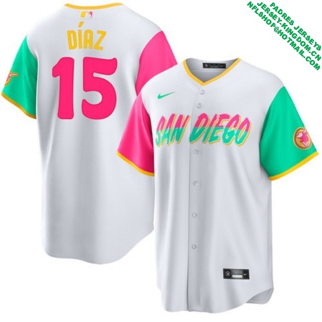 Nike Men's #15 Elias Diaz San Diego Padres City Connect Stitched MLB Baseball Jersey - White