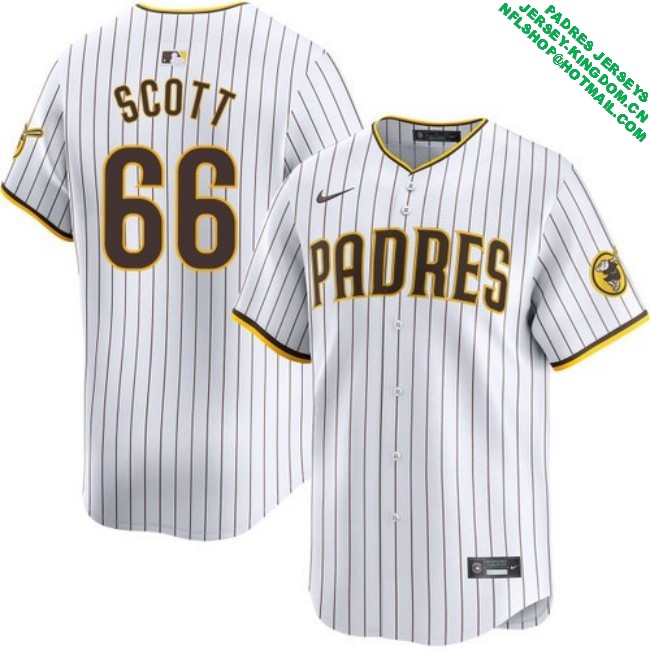 Nike Men's #66 Tanner Scott San Diego Padres Home Limited Stitched MLB Baseball Jersey - White