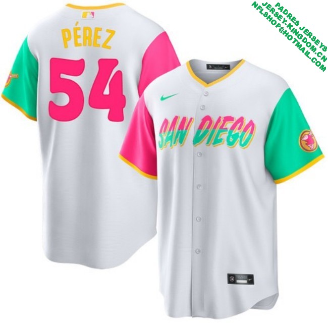 Nike Men's #54 Martin Perez San Diego Padres City Connect Stitched MLB Baseball Jersey - White