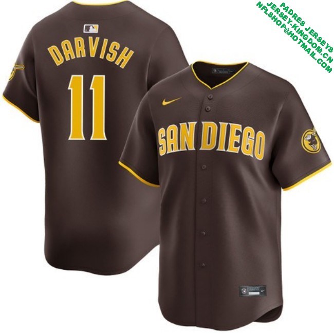 Nike Men's #11 Yu Darvish San Diego Padres Road Limited Stitched MLB Baseball Jersey - Brown