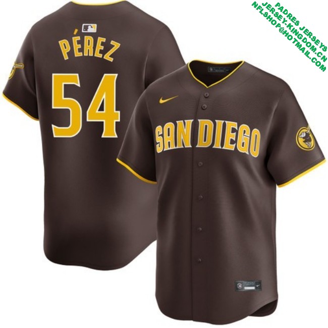 Nike Men's #54 Martin Perez San Diego Padres Road Limited Stitched MLB Baseball Jersey - Brown