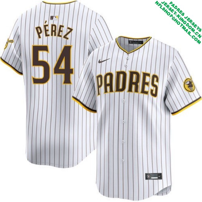 Nike Men's #54 Martin Perez San Diego Padres Home Limited Stitched MLB Baseball Jersey - White