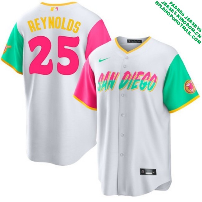 Nike Men's #25 Sean Reynolds San Diego Padres City Connect Stitched MLB Baseball Jersey - White