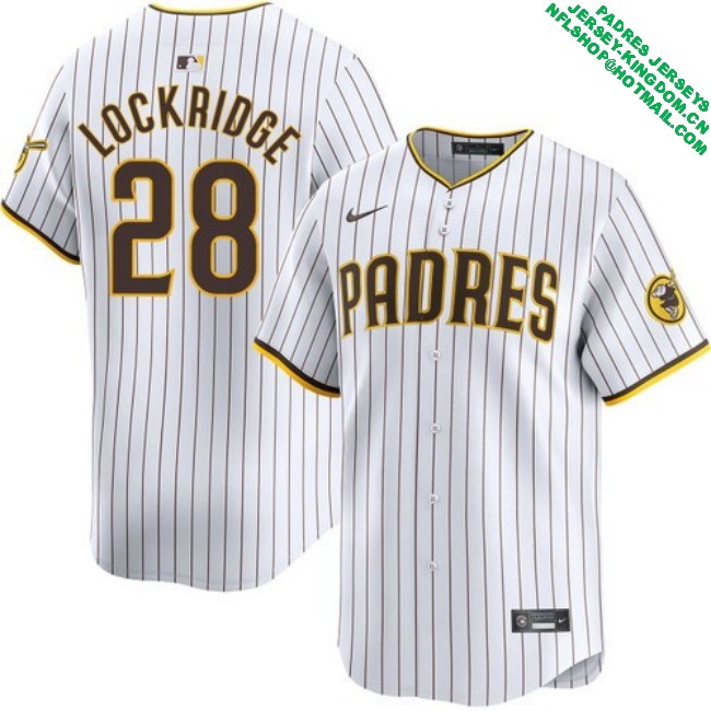 Nike Men's #28 Brandon Lockridge San Diego Padres Home Limited Stitched MLB Baseball Jersey - White