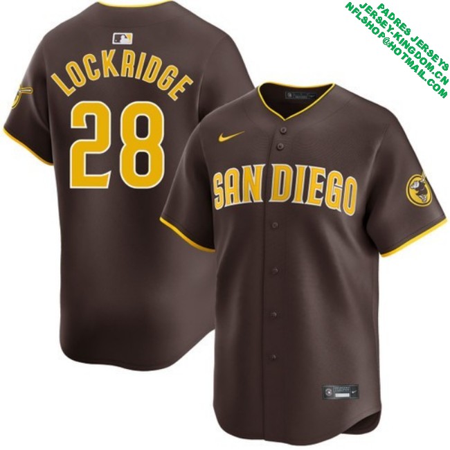 Nike Men's #28 Brandon Lockridge San Diego Padres Road Limited Stitched MLB Baseball Jersey - Brown