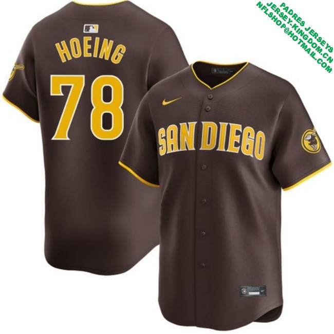 Nike Men's #78 Bryan Hoeing San Diego Padres Road Limited Stitched MLB Baseball Jersey - Brown