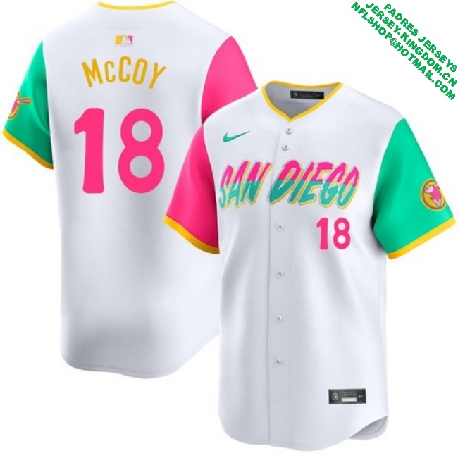 Nike Men's #18 Mason McCoy San Diego Padres City Connect Limited Stitched MLB Baseball Jersey - White