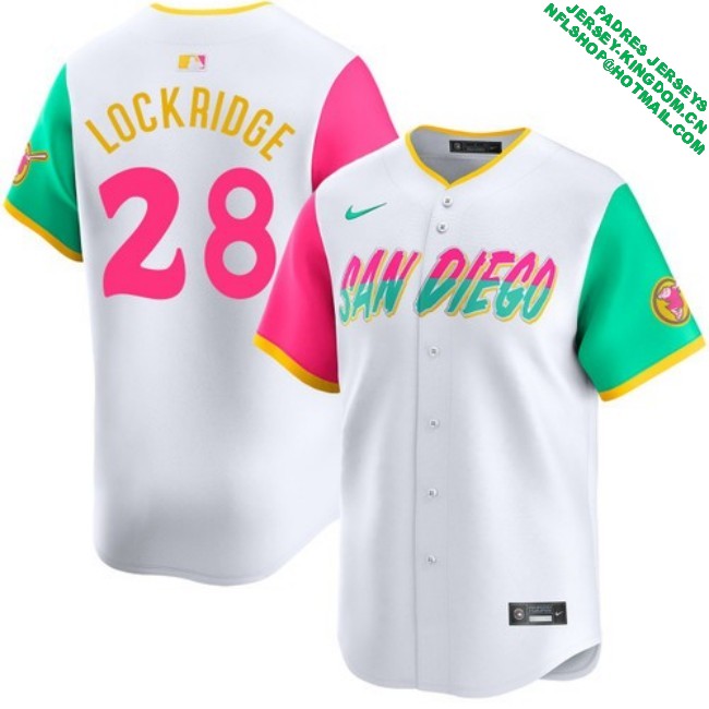 Nike Men's #28 Brandon Lockridge San Diego Padres City Connect Limited Stitched MLB Baseball Jersey - White