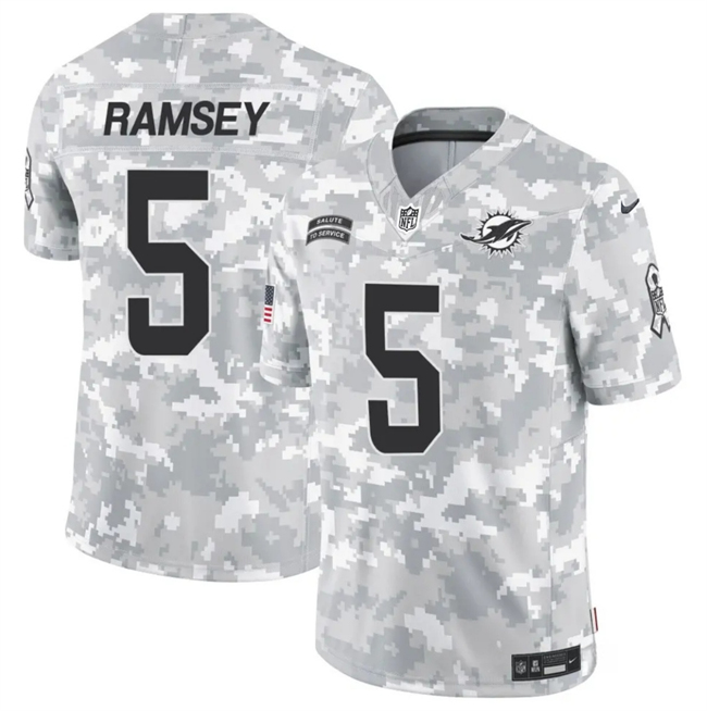 Men's Miami Dolphins #5 Jalen Ramsey 2024 F.U.S.E Arctic Camo Salute to Service Limited Stitched Football Jersey