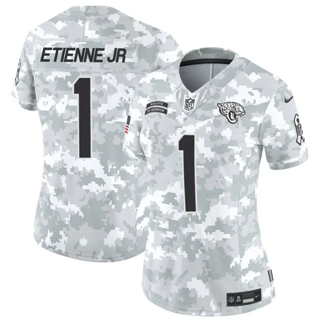 Women's Jacksonville Jaguars #1 Travis Etienne Jr. 2024 F.U.S.E Arctic Camo Salute to Service Limited Stitched Football Jersey(Run Small)