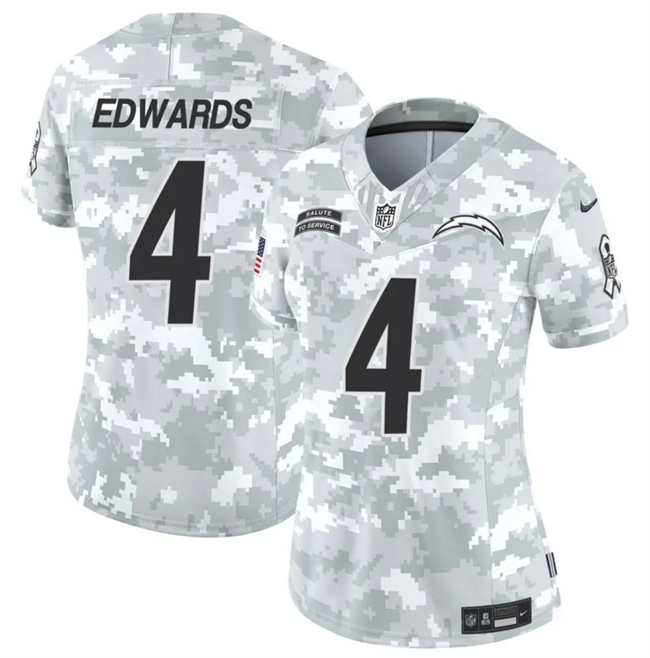 Women's Los Angeles Chargers #4 Gus Edwards 2024 F.U.S.E Arctic Camo Salute to Service Limited Stitched Football Jersey(Run Small)