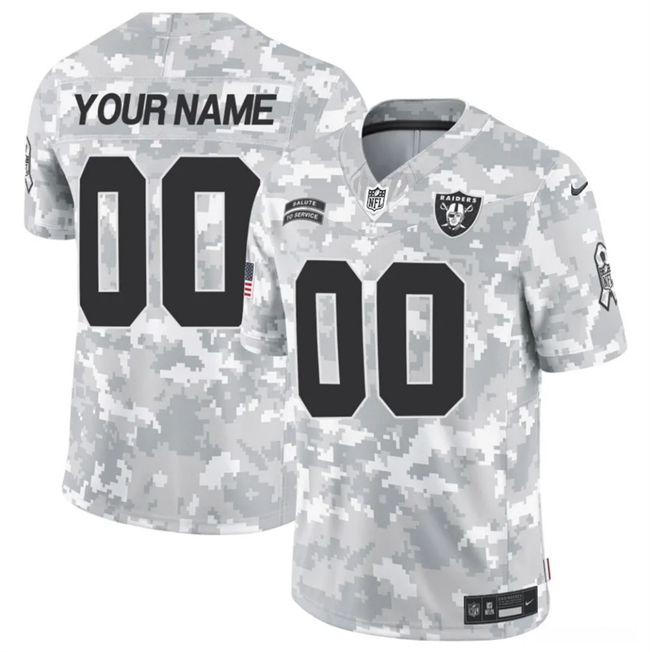 Men's Custom Las Vegas Raiders 2024 F.U.S.E Arctic Camo Salute to Service Limited Stitched Football Jersey