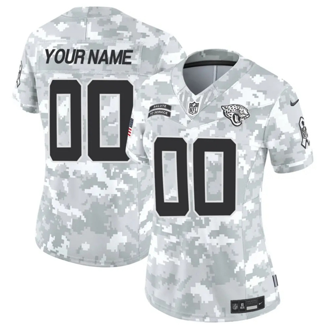 Women's Custom Jacksonville Jaguars 2024 F.U.S.E Arctic Camo Salute to Service Limited Stitched Football Jersey(Run Small)