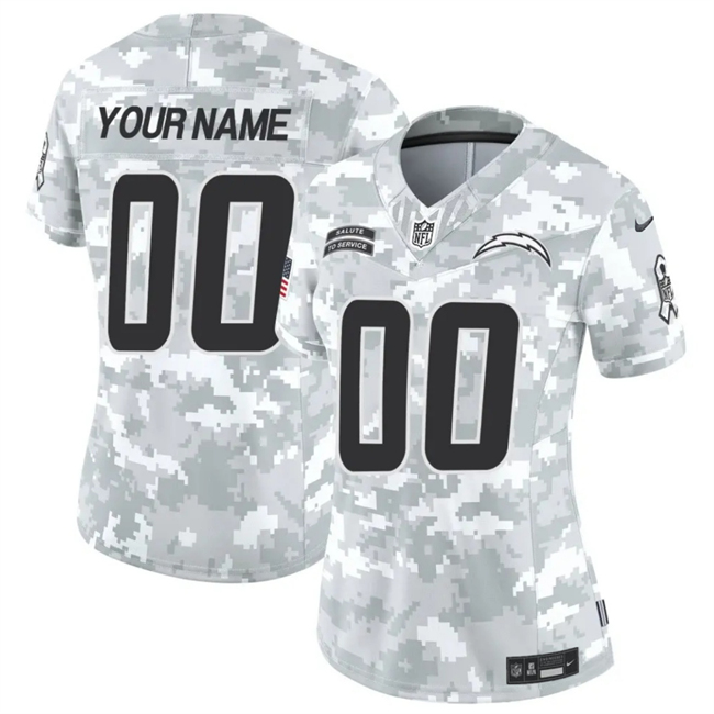 Women's Custom Los Angeles Chargers 2024 F.U.S.E Arctic Camo Salute to Service Limited Stitched Football Jersey(Run Small)