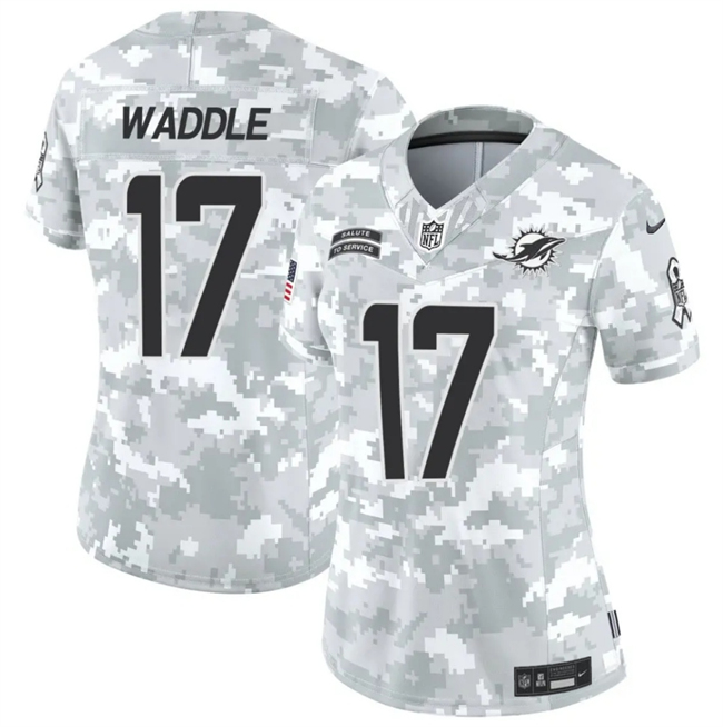 Women's Miami Dolphins #17 Jaylen Waddle 2024 F.U.S.E Arctic Camo Salute to Service Limited Stitched Football Jersey(Run Small)