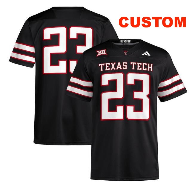 Men's Custom Texas Tech Red Raiders Black Alternate Stitched Jersey