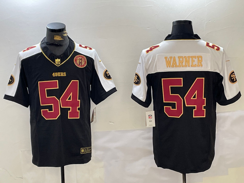 Men's San Francisco 49ers #54 Fred Warner Black White F.U.S.E. With Patch Limited Stitched Jersey