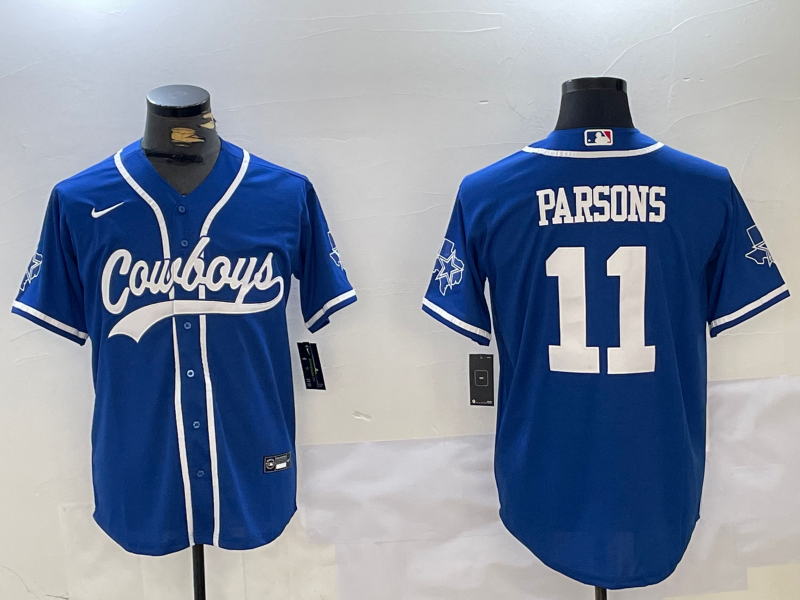 Men's Dallas Cowboys #11 Micah Parsons Light Blue Stitched Cool Base Nike Baseball Jersey