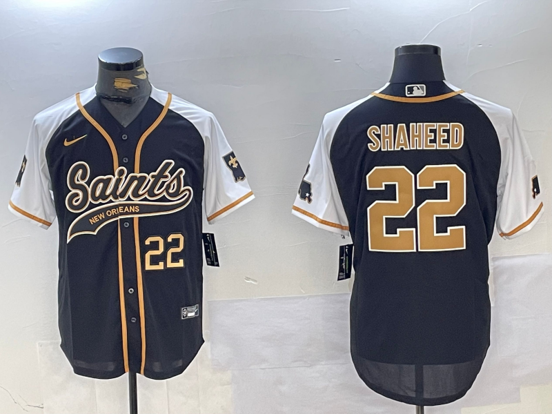 Men's New Orleans Saints #22 Rashid Shaheed Black White 1987 Legacy Cool Base Stitched Baseball Jerseys