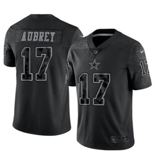 Men's Dallas Cowboys #17 Brandon Aubrey Vapor Limited Reflective Black Stitched Jersey