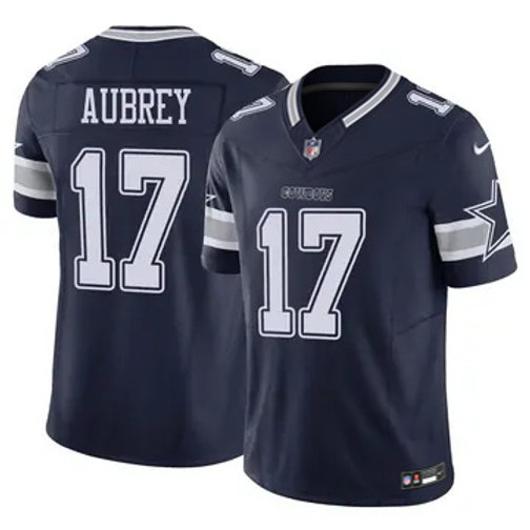 Men's Dallas Cowboys #17 Brandon Aubrey Vapor F.U.S.E. Limited Navy Blue Stitched Jersey