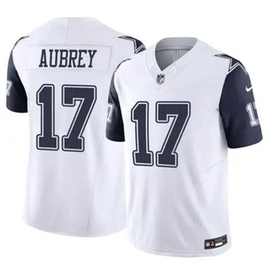 Men's Dallas Cowboys #17 Brandon Aubrey Vapor F.U.S.E. Limited Stitched Jersey Color Rush White Stitched Jersey