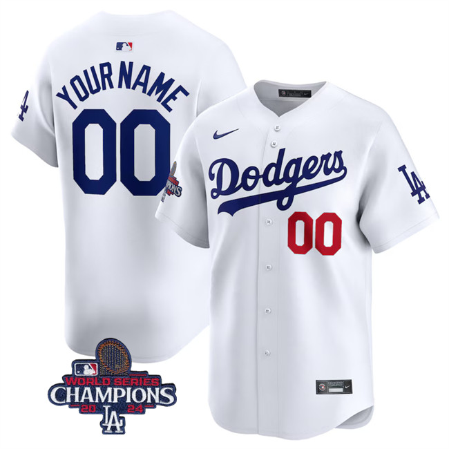 Men's Los Angeles Dodgers Nike Customized White 2024 World Series Champions Home Limited Stitched Baseball Jersey