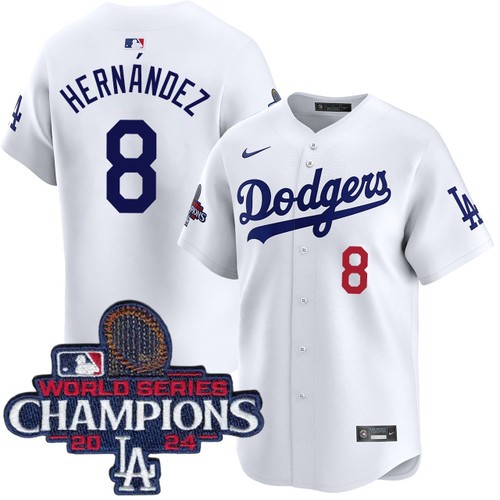 Youth Enrique Hernandez Los Angeles Dodgers Nike Home White Limited World Series Champions Jersey