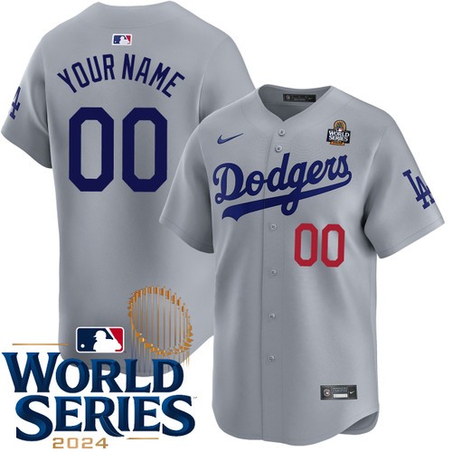 Men's Los Angeles Dodgers Active Player Custom Grey 2024 World Series Alternate Limited Stitched Baseball Jersey