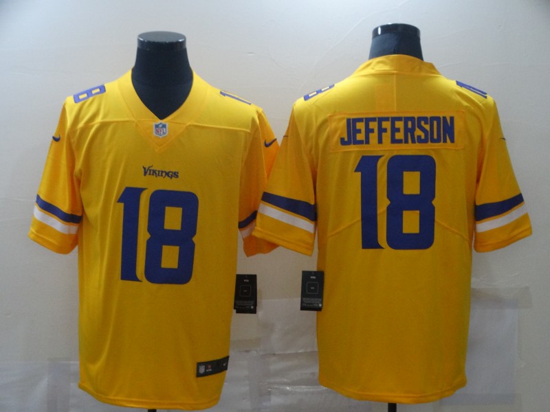 Men's Minnesota Vikings #18 Justin Jefferson 2019 Gold Inverted Legend Stitched NFL Jersey