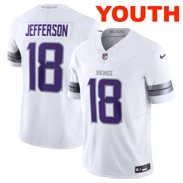 Youth Minnesota Vikings #18 Justin Jefferson White F.U.S.E. Winter Warrior Limited Stitched Jersey