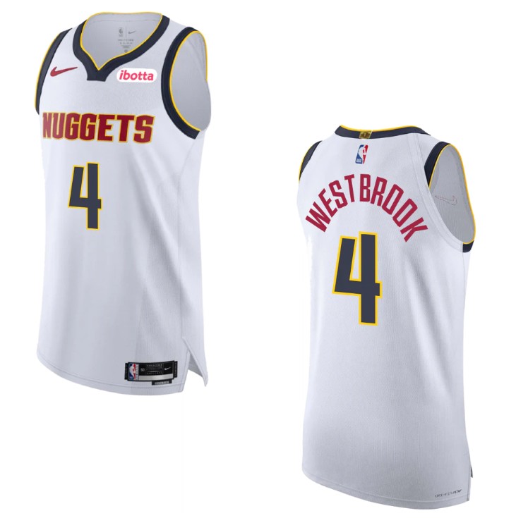 Men's Denver Nuggets #4 Russell Westbrook Nike White Replica NBA Jersey - Association Edition