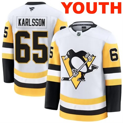 Youth Pittsburgh Penguins Fanatics Erik Karlsson Authentic 2024-25 Away White Stitched NHL Hockey Jersey