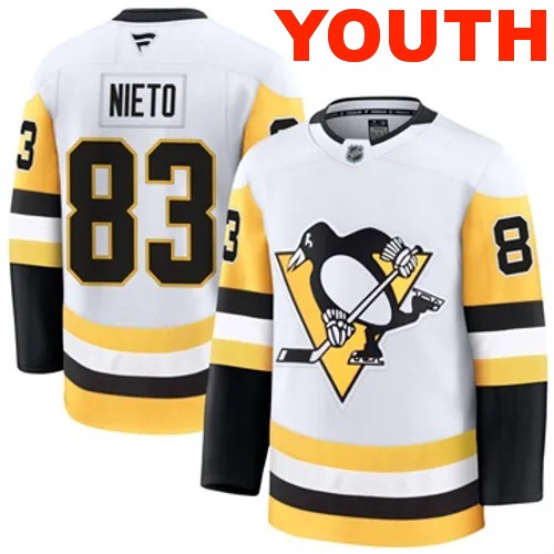 Youth Pittsburgh Penguins Fanatics Matt Nieto Authentic 2024-25 Away White Stitched NHL Hockey Jersey