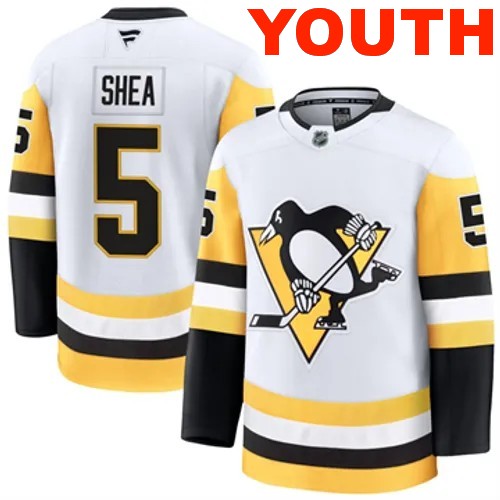 Youth Pittsburgh Penguins Fanatics Ryan Shea Authentic 2024-25 Away White Stitched NHL Hockey Jersey