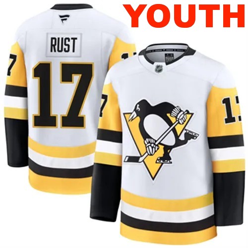 Youth Pittsburgh Penguins Fanatics Bryan Rust Authentic 2024-25 Away White Stitched NHL Hockey Jersey