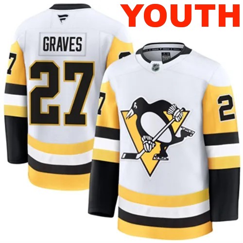 Youth Pittsburgh Penguins Fanatics Ryan Graves Authentic 2024-25 Away White Stitched NHL Hockey Jersey