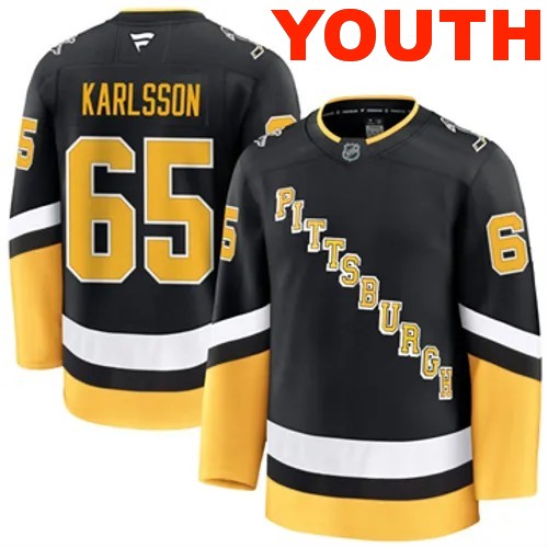 Youth Pittsburgh Penguins Fanatics Erik Karlsson Authentic 2024-25 Alternate Black Stitched NHL Hockey Jersey