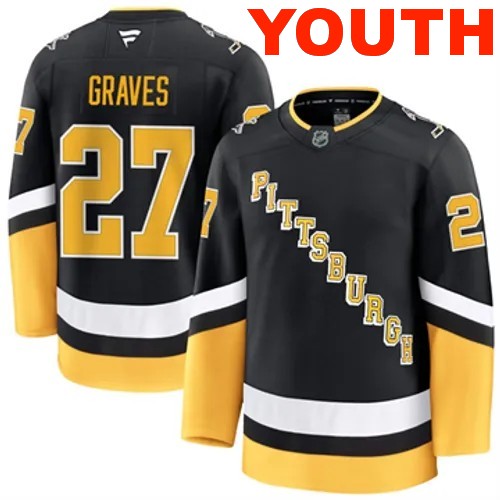 Youth Pittsburgh Penguins Fanatics Ryan Graves Authentic 2024-25 Alternate Black Stitched NHL Hockey Jersey