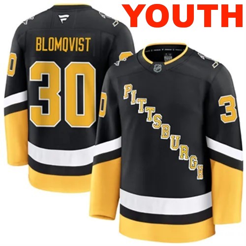 Youth Pittsburgh Penguins Fanatics Joel Blomqvist Authentic 2024-25 Alternate Black Stitched NHL Hockey Jersey