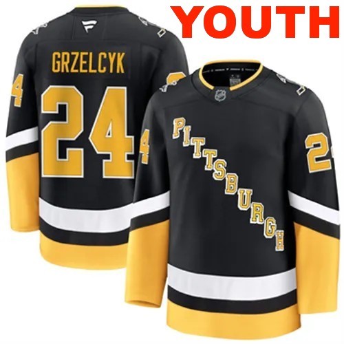 Youth Pittsburgh Penguins Fanatics Matt Grzelcyk Authentic 2024-25 Alternate Black Stitched NHL Hockey Jersey